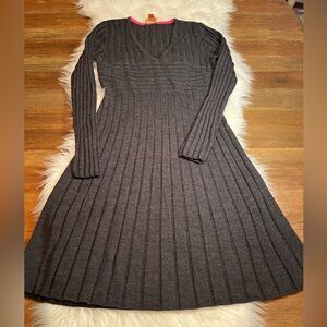 Krimson Klover Wool Gray Ribbed Knit Dress